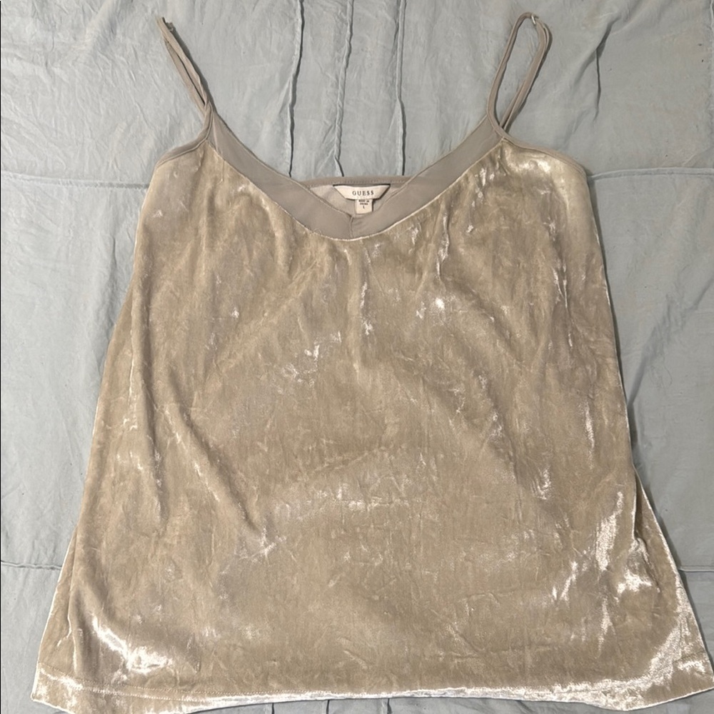 GUESS Velvet Silver Sleeveless Tank Top